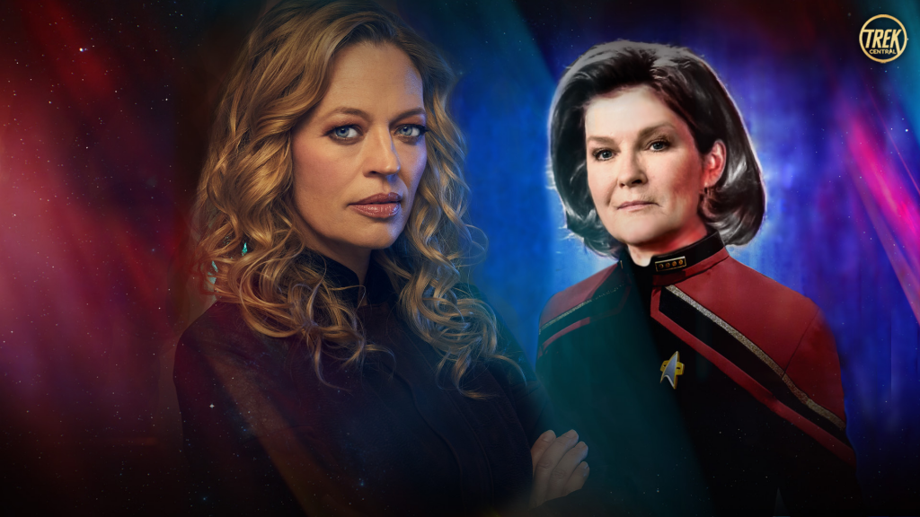 Trek Central's Banner with Jeri Ryan as Seven of Nine and Kate Mulgrew as Janeway